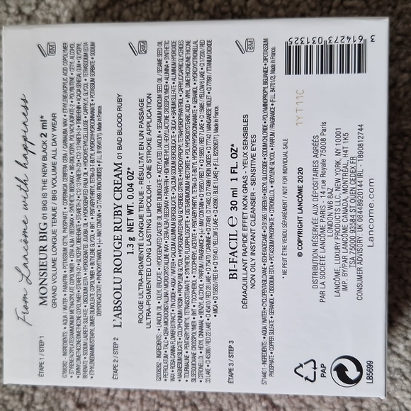 Lancome New, unused gift set. Bi-facil 30ml, Monsieur Big Mascara, Lipstick - Picture 5 of 5